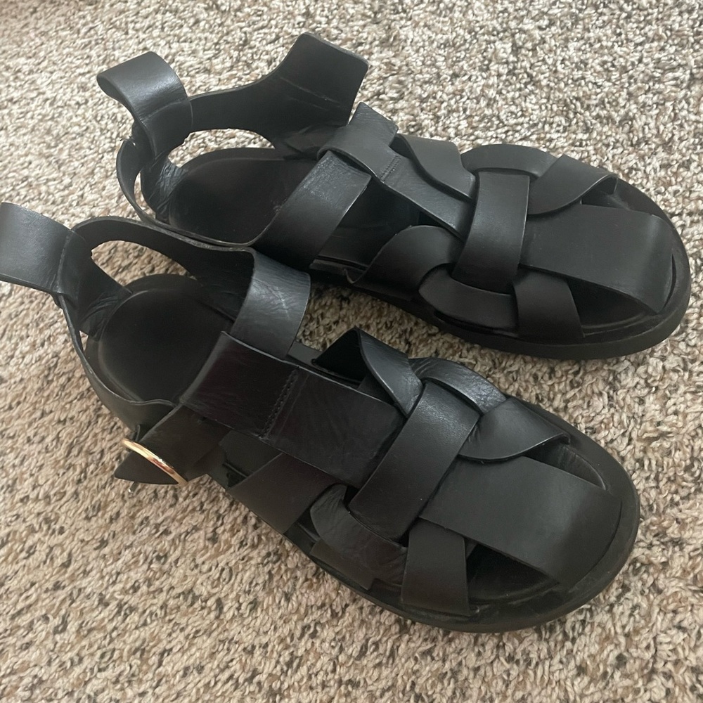 Zara Gladiator Black Strappy Sandals
